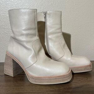 Free People Elegant Cream Ankle Boots